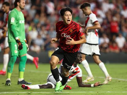 Kang-in Lee of RCD Mallorca celebrates a goal during the spanish league, La Liga Santander, football match played between Rayo Vallecano and RCD Mallorca at Estadio de Vallecas on August 27, 2022 in Madrid, Spain.
AFP7 
27/08/2022 ONLY FOR USE IN SPAIN