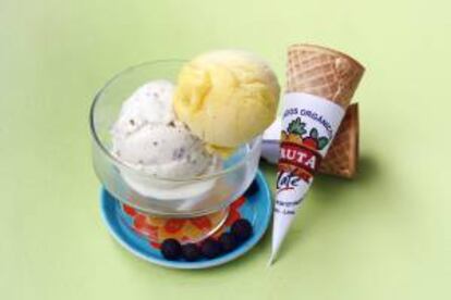 Fotografía de un helado de la heladería Fruta y Café, original de la ciudad selvática de Tarapoto, en Lima (Perú).