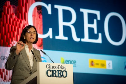 Cani Fernández, presidenta de la Comisión Nacional de los Mercados y la Competencia, durante su intervención.