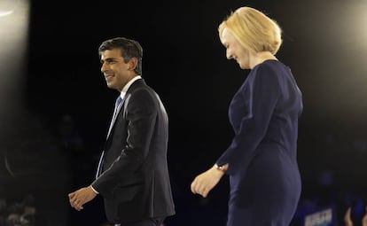 Rishi Sunak y Liz Truss, en las primarias conservadoras.