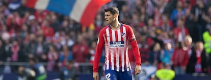 &Aacute;lvaro Morata, jugador del Atl&eacute;tico de Madrid, durante el partico del pasado s&aacute;bado contra el Real Madrid.
 