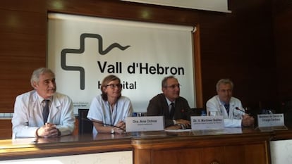 La direcci&oacute;n de la Vall d&#039;Hebron en rueda de prensa. 