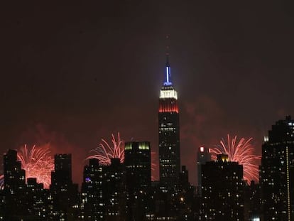 El Empire State Building, iluminado durante la celebraci&oacute;n del 4 de julio.