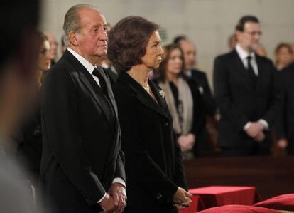The king and queen of Spain during Tuesday's Mass to remember the victims of the 11-M attacks.