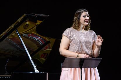 La soprano Lise Davidsen durante su recital, el lunes en el Teatro de la Zarzuela.