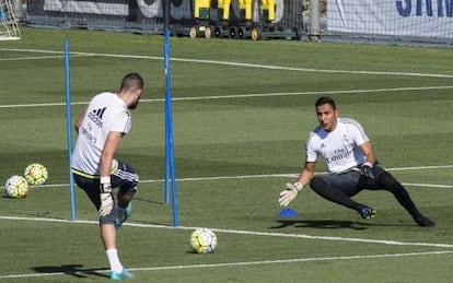 Keylor Navas en el entrenamiento previo al partido contra el Betis