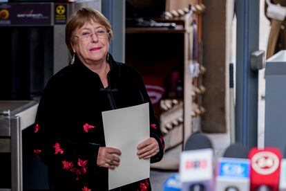 La expresidenta de Chile, Michelle Bachelet, durante una conferencia,  el 4 de septiembre de 2023.