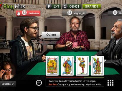 Imagen de promoción en un momento de una partida de Mus en la app PlayMus.