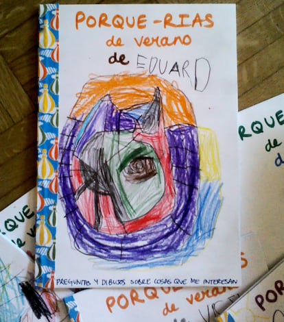 El cuaderno de Porque-Rías de Eduard, en el que plasma preguntas y dibujos sobre cosas que le interesan.