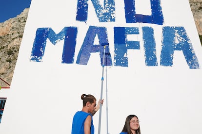 Pancarta contra la mafia en Palermo, la capital siciliana.