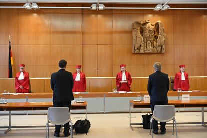 Miembros del Tribunal Constitucional alemán, el pasado 19 de mayo en Karlsruhe.