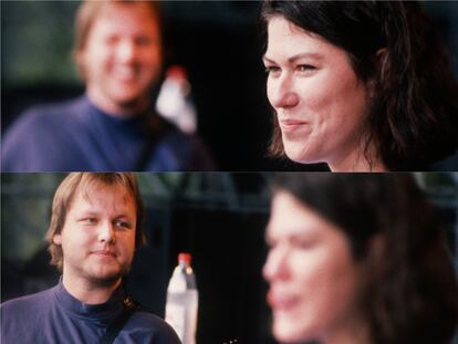 Black Francis e Kim Deal, dos Pixies, durante um show em Werchter (Bélgica) em 1989.