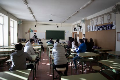 Students at San Isidoro secondary school in Seville on Thursday of last week.