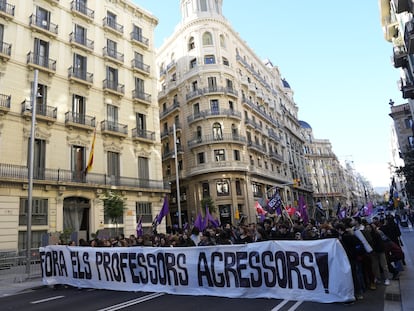 Manifestación de estudiantes contra de las agresiones por parte de los profesores, el pasado 14 de diciembre en Barcelona.