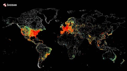 Mapa de los dispositivos conectados a Internet.
