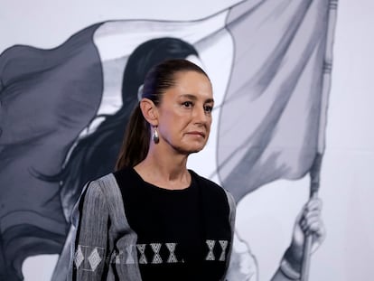 Claudia Sheinbaum durante la conferencia de prensa, en Palacio Nacional, en Ciudad de México, el 13 de mayo 2025.