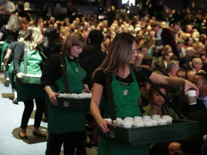 Empleadas de Starbucks en una reunión de la compañía en Seattle. 