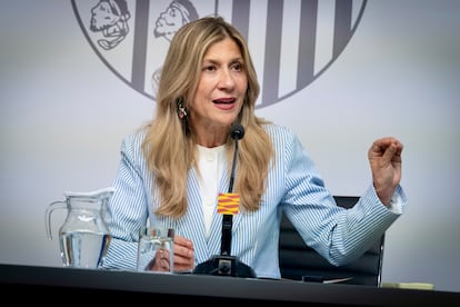 La vicepresidenta del Gobierno de Aragón, Mar Vaquero, en rueda de prensa, el pasado miércoles.