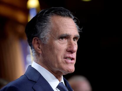 U.S. Senator Mitt Romney (R-UT) during a news conference on Capitol Hill in Washington, on March 7, 2023.