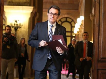 Artur Mas, presidente de la Generalitat, a su llegada al Parlament.