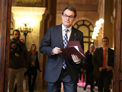 Artur Mas, presidente de la Generalitat, a su llegada al Parlament.