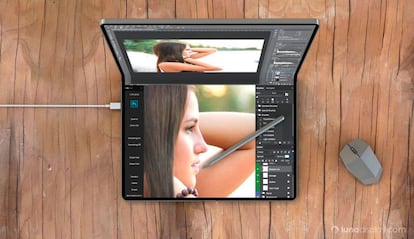 Dise&ntilde;o de concepto de un iPad plegable.