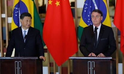 Xi Jinping y Bolsonaro, este miércoles en Brasilia.