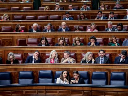 El Congreso de los Diputados durante la sesión del 7 de marzo de 2023, para la votación sobre la toma en consideración de la reforma presentada por el PSOE para la ley del ‘solo sí es sí’.