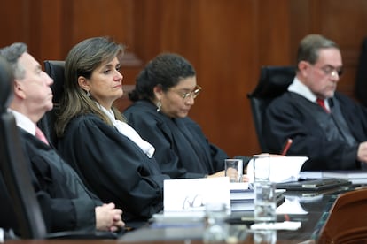 La ministra Margarita Ríos Farjat durante una sesión de la SCJN, en diciembre de 2024.