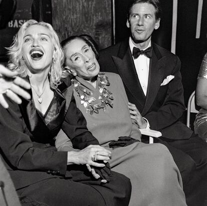 Martha Graham con Madonna y Calvin Klein en el New York City Center en 1990.