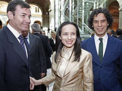 Tomás Gómez, Beatriz Corredor y Pedro Zerolo, miembros de la ejecutiva regional del PSM.