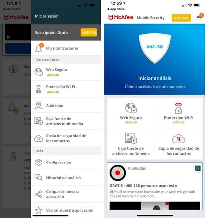 McAfee Mobile Security para iOS.