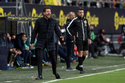 Simeone, durante el Atlético-Cádiz (1-4) disputado el pasado domingo en el estadio gaditano Nuevo Mirandilla. (Photo by JORGE GUERRERO / AFP)