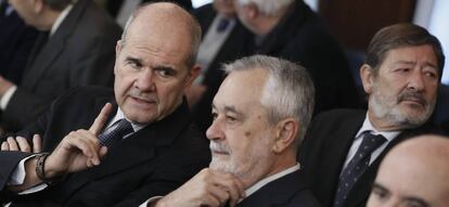 Los expresidentes andaluces Manuel Chaves y José Antonio Griñán, hoy en el juicio.