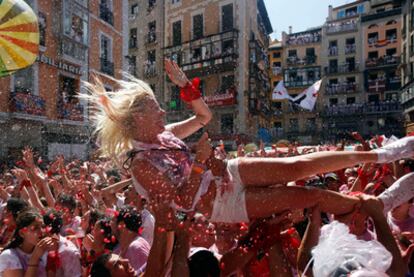 Frolics during el chupinazo, the moment when pandemonium breaks loose.