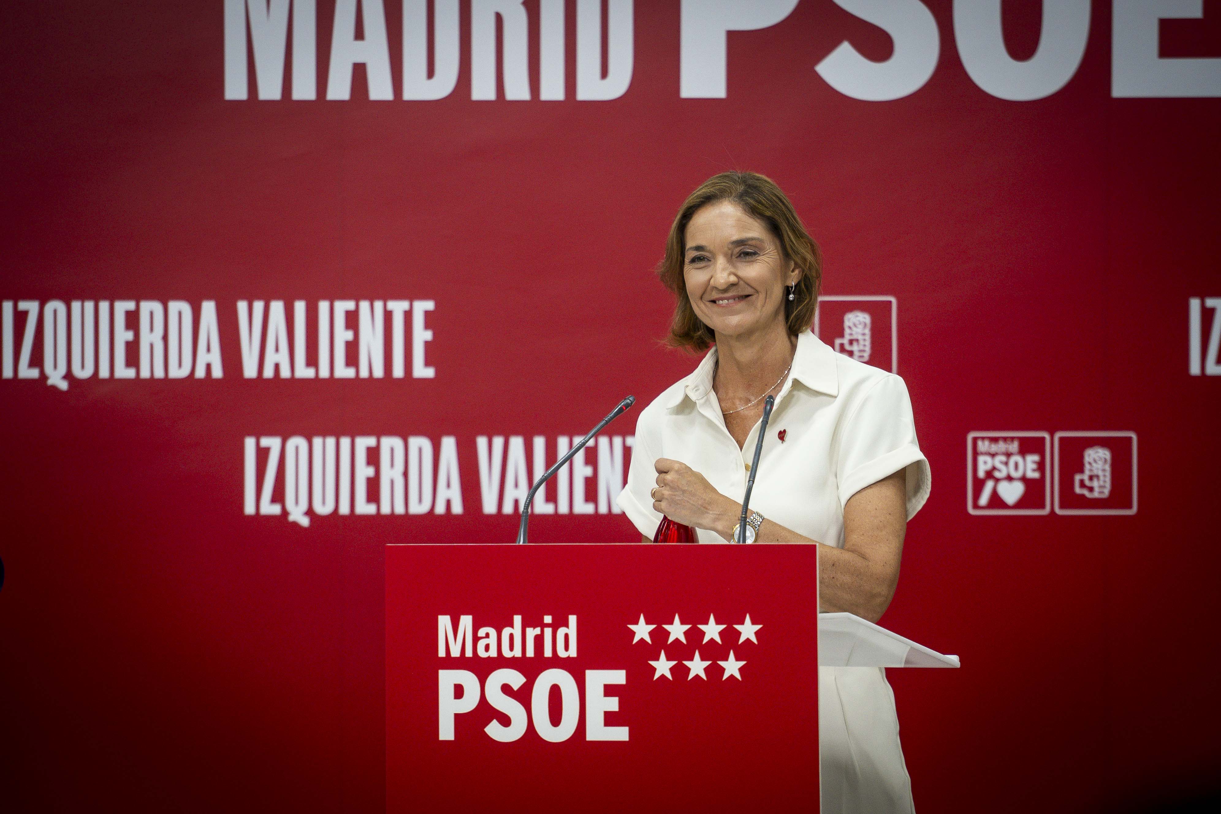 Reyes Maroto, portavoz del PSOE en el Ayuntamiento de Madrid, antes del debate de primarias, en la sede regional del partido, el 16 de julio de 2027. 
