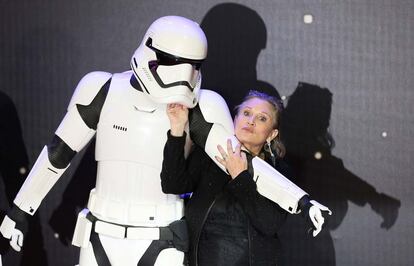 Carrie Fisher en la premiere de ‘El despertar de la fuerza’ el año pasado.