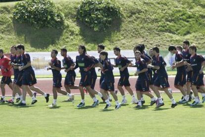 La selección sub 21, entrenándose en Las Rozas esta semana.