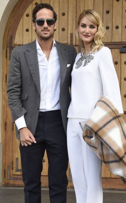 La modelo Alba Carrillo y el tenista Feliciano L&oacute;pez, cuando a&uacute;n eran pareja, en un bautizo en Madrid en 2015.
