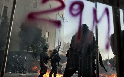Imagen de los disturbios durante la huelga del 29-M.