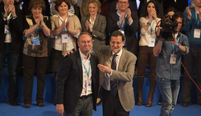 Alberto Fabra y Mariano Rajoy, en el Palau de la M&uacute;sica de Valencia. 