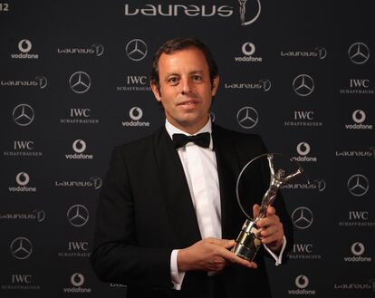 6/02/2012. Sandro Rosell recibe el premio Laureus al mejor equipo del año.