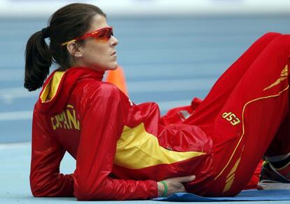 Ruth Beitia concentrada durante la clasificación