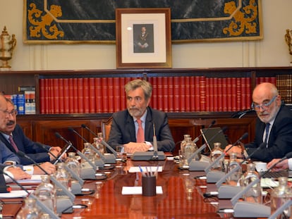 Carlos Lesmes, durante la reunión del Pleno del Consejo General del Poder Judicial el 11 de julio.
