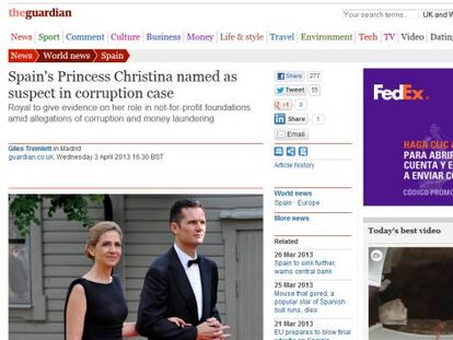 Captura de la edición digital de 'The Guardian' de este jueves.