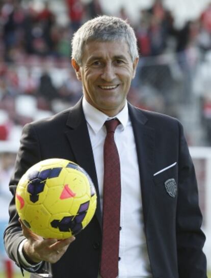 Quique Setién, en un partido contra el Sporting de Gijón.