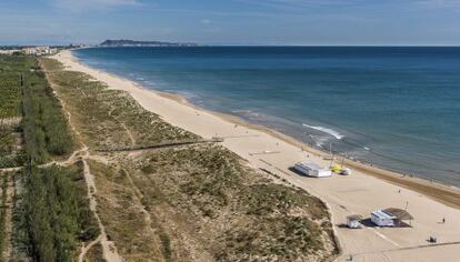 Imagen del estado actual de la playa de L&#039;Auir en Gandia.