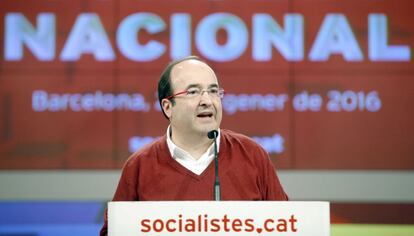 El primer secretario del PSC, Miquel Iceta, durante su intervención hoy ante el Consell Nacional de su formación.