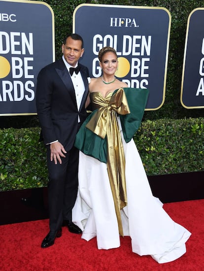 Alex Rodriguez y Jennifer Lopez el 5 de enero en los Globos de Oro.