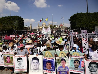 Una protesta por los 43 de Ayotzinapa.